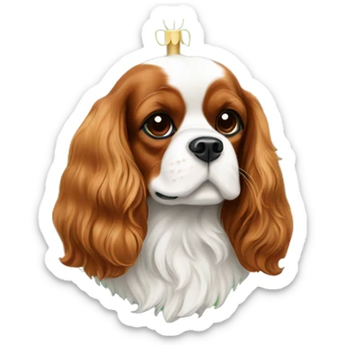 Dog Cavalier King Charles Spaniel and Christmas decorations  sticker