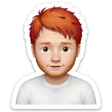 Ed Sheeran wear a white shirt sticker