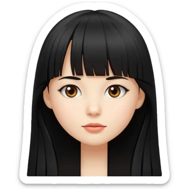 lecture girl with straight bangs fringe long black color hair  sticker