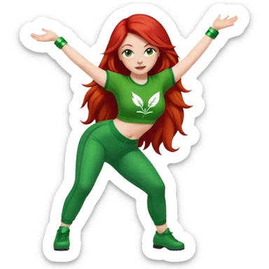 Thick white woman twerking with long red hair and green 420 outfit sticker