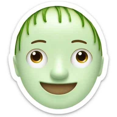 emoji face smiling without teet, eith white skincare facemask and cucumber slices in eyes sticker