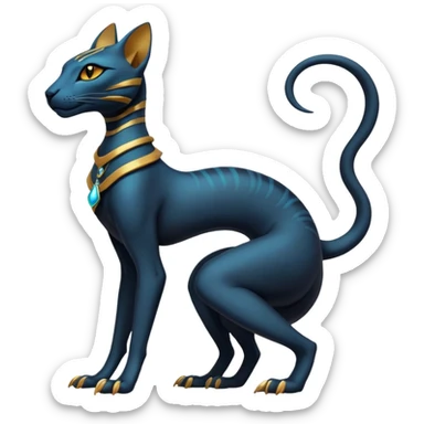 Futuristic Ethereal Beautiful Elegant Salandit-Bastet-Fakémon-hybrid-creature (full body)  sticker