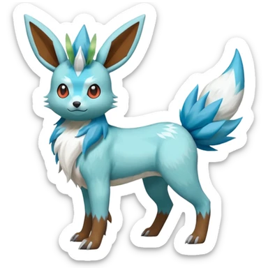 Glaceon-Skiddo-Mudbray-Amaura-Flareon-Virizion-fusion-Pokémon-monster (full body) sticker