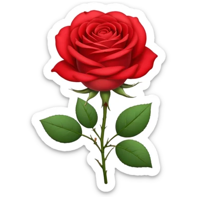 Rosa de color rojo y pequeña sin hojas  sticker