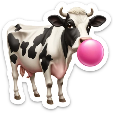 cow blowing bubblegum sticker