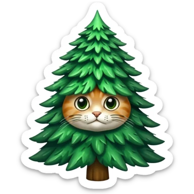 je veux un chapin ! un chat fusionné avec un sapin sticker
