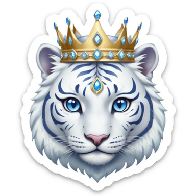 ESO Female white tiger khajiit leader of the umbral rose, blue eyes, blue 'third eye' gem, something symbolizing leadership ruling sticker