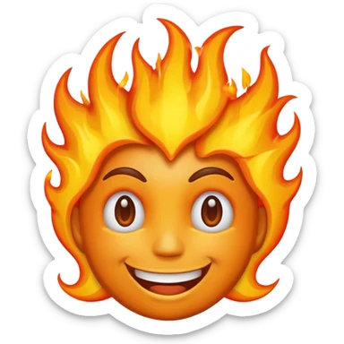 Make it look like a normal emoji just with burning head🙂🔥 more fake sticker