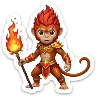 fire elemental monkey warior fire particles sticker