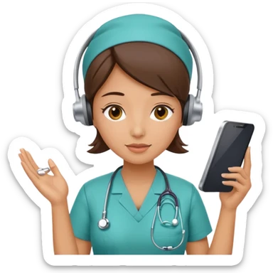 A female office worker who undertakes the work or tasks to respond to the customer's sales request, no head headsets or telephones. Can you add a medical background to better set the context? sticker