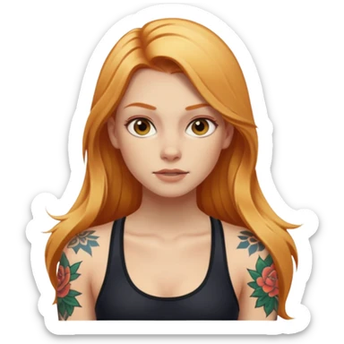 girl with long blonde hair and tattoos and an athletic ginger girl sticker