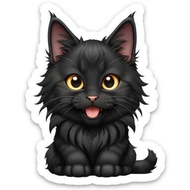 cinematic-yawning black-maine-coon-kitten-portrait-emoji,-head-tilted-playfully-and-inquisitively,-sleek--black-fur,-simplified-yet-adorable-features,-highly-detailed,-glowing-with-a-warm,-friendly-glow  sticker
