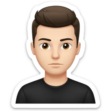 a guy with pompador haircut, clean look wearing black shirt sticker