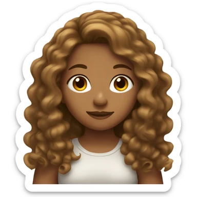 Tan skinned girl with  long brown curly hair  sticker