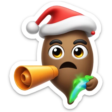 Poop wearing a Santa hat with a squirt gun  sticker