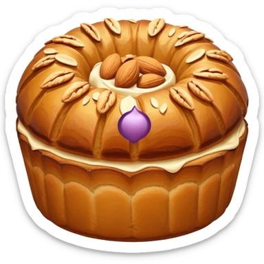 Alsacian kougelhopf with almonds on the top. The base is a bit larger than the top part sticker