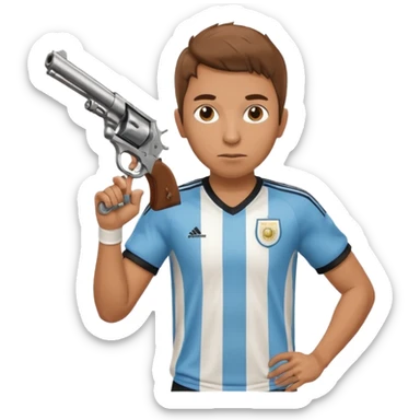 haz un turro con una biszera para atras y con un arma remera argentina pero arma de fuego que tenga un revolver  solo sticker