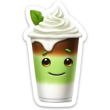 Coffee with whipped cream matcha  sticker