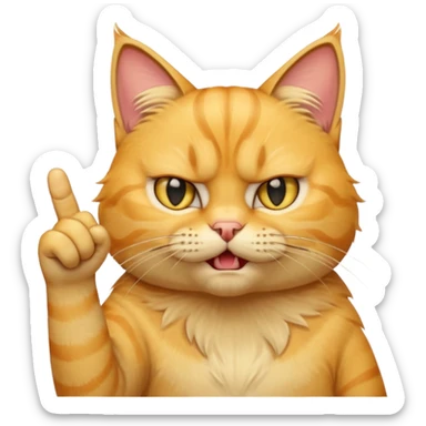 A beautiful yellow tabby with an angry expression holding up its MIDDLE finger toward the viewer sticker