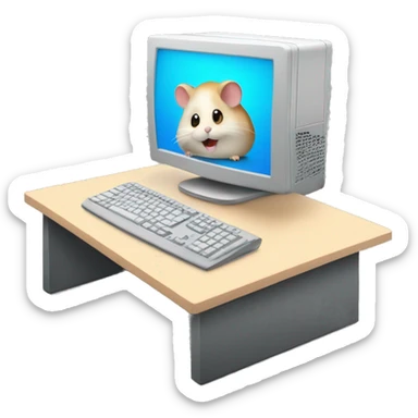 desktop pc powered by hamster on wheel sticker