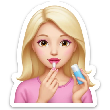 A gorgeous women applying lipbalm  sticker