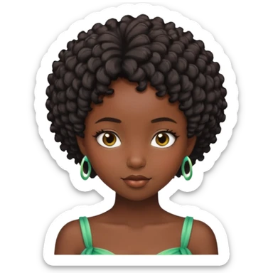 Black skin girl with short round coily hair fairy sexy  sticker