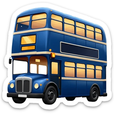 A dark blue double decker bus with cute cosy string twinkle lights draped along the outside of the bus sticker
