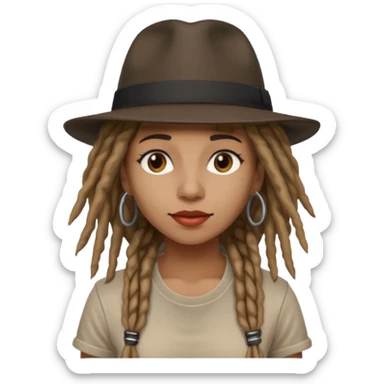 female Musician with dreadlocks and fedora sticker