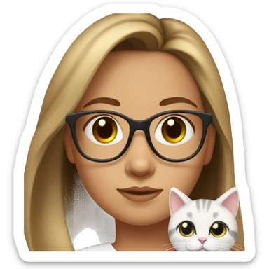 girl with brown hair and blonde highlights and cat eye glasses with baby girl  sticker