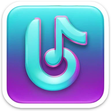 Purple and Cian Symbol of TikTok app sticker