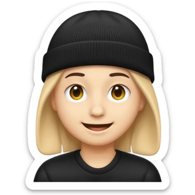 Emoji with black beanie hat pulled down over eyes sticker