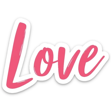 Pastel pink lettering that says "Love" in elegant cursive font sticker