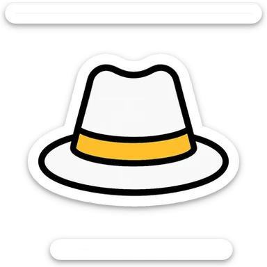 white hat, minimal and outlined, lineal color icon style sticker