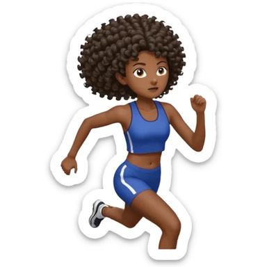 Treino de corrida mulher morena de cabelos cacheados caindo nas costas sticker