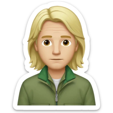 james silent hill a man with blonde long  hair and green jacket sticker