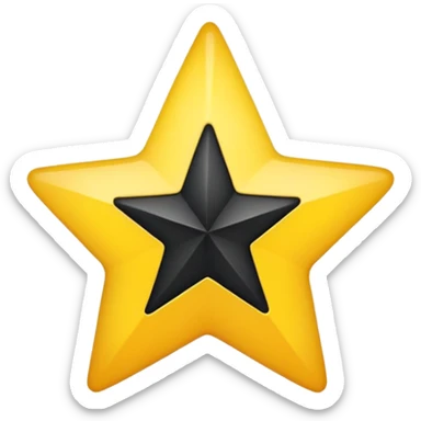 A star that half of it is black and the other half is yellow sticker