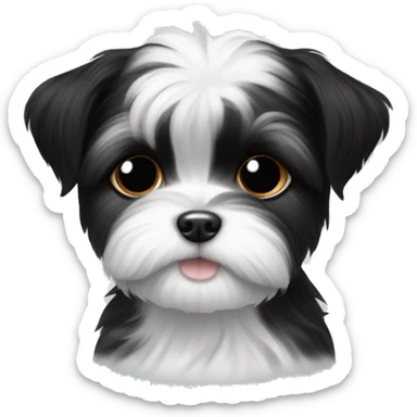 Black and white shorkie puppy only one eye and ear black sticker