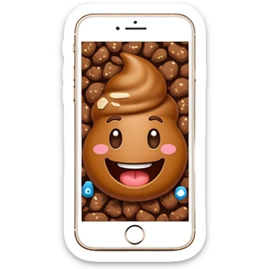 mobile phone with poop emoji on the screen sticker