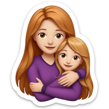 girlfriend with long dark strawberry blonde hair middle part with brown eyes giving hug sticker