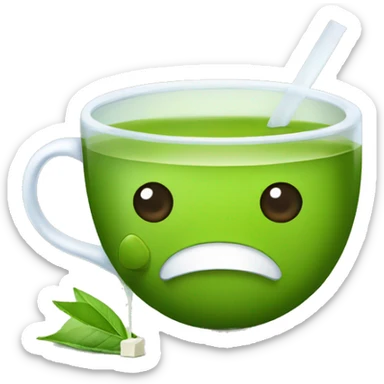 green tea with tea bag sticker