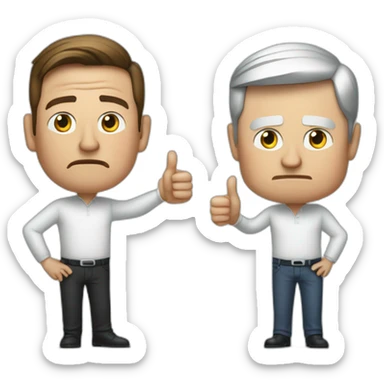 Unhappy Tim Cook and unhappy Elon Musk giving thumbs down sticker