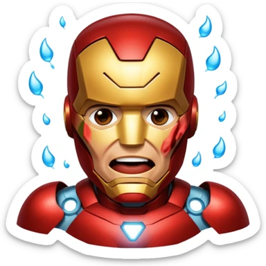 Create an Iron Man crying with laughter sticker