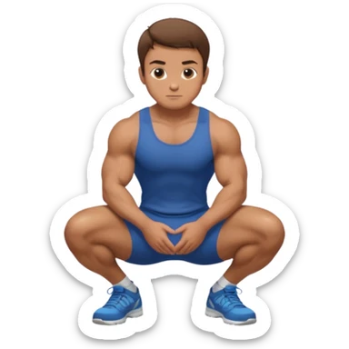 A regular man squatting with his hands on his knees sticker