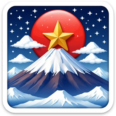 Mount Fuji with red color and a star on top sticker