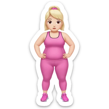 a pretty bratz fair girl in pink workout clothes (fat) sticker