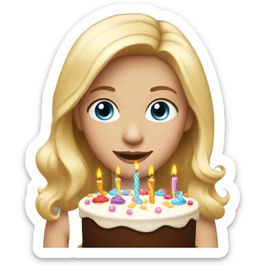 Blonde girl with Birthday cake sticker
