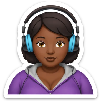Curvy plus size black lady with earphones sticker