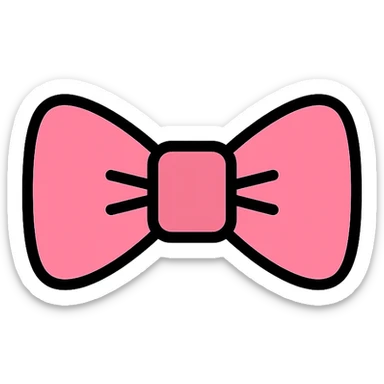 cute pink bow tie icon with color outline and black outlines sticker