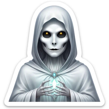 Full body, Cinematic and Ultra realistic 32k HD hauntingly beautiful specter with Balanced features, highly detailed, glowing with silver light, high shine, remembrance, a painting of white silver, fanciful, enchanting. The image is so lifelike it could leap off the canvas at any moment sticker