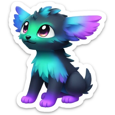 Cute cool black nebula fading green blue purple pink gradient animal hybrid Fakemon full body sticker